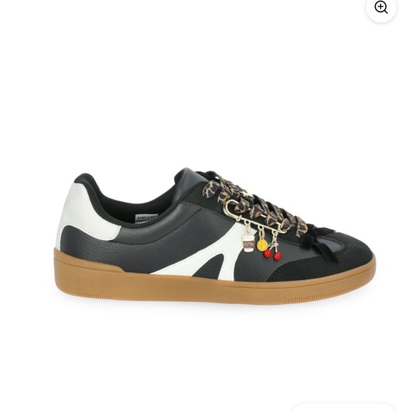 Black & White Low-Top Sneaker with Gum Sole and Charm Laces - Picture 2 of 3